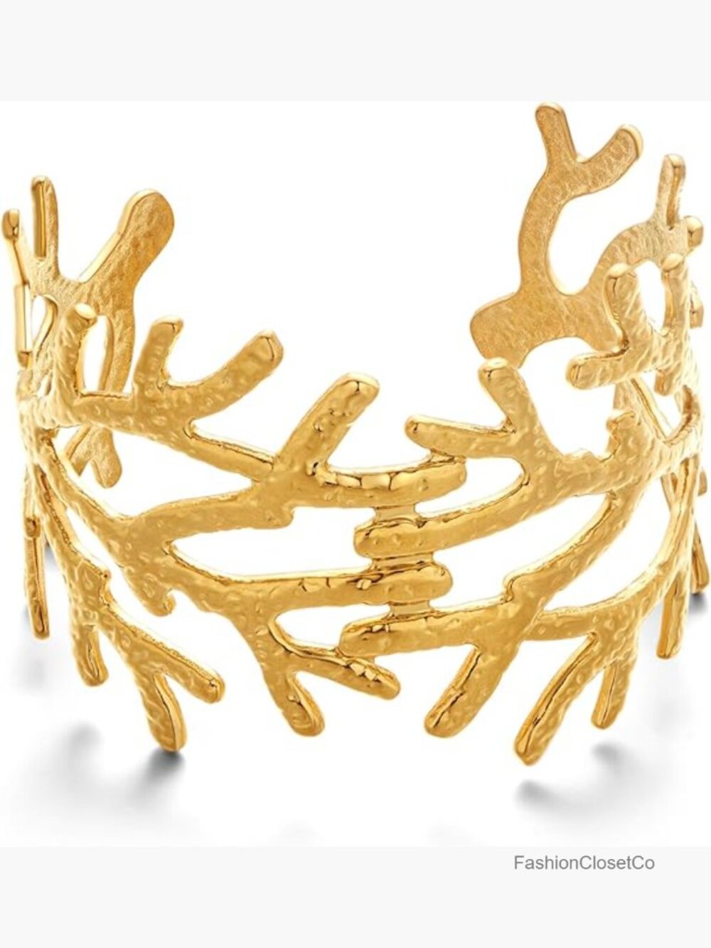 Chunky Cuff Bracelet for Women Coral Ginkgo Leaf Statement Vintage Bracelets